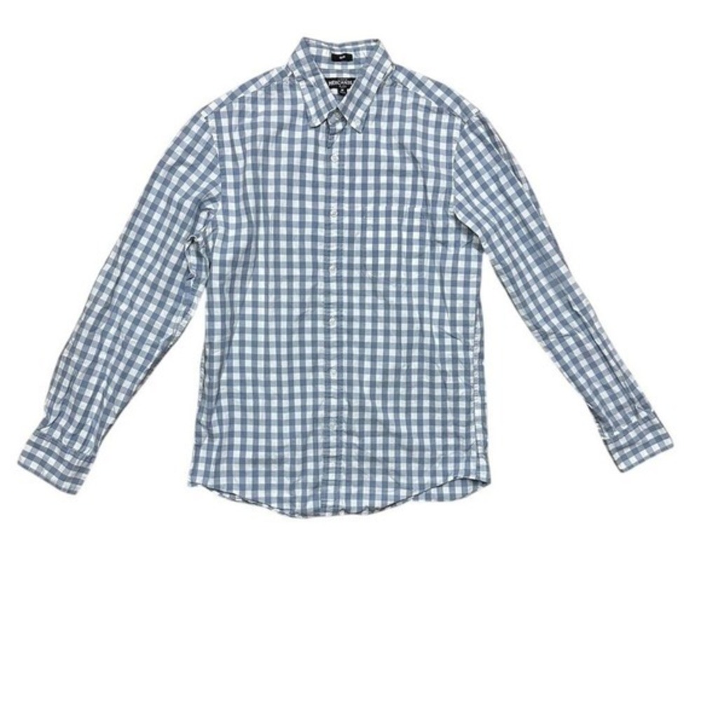 J. Crew Mercantile Men's Slim Flex Casual Plaid Shirt Blue Medium Long Sleeve